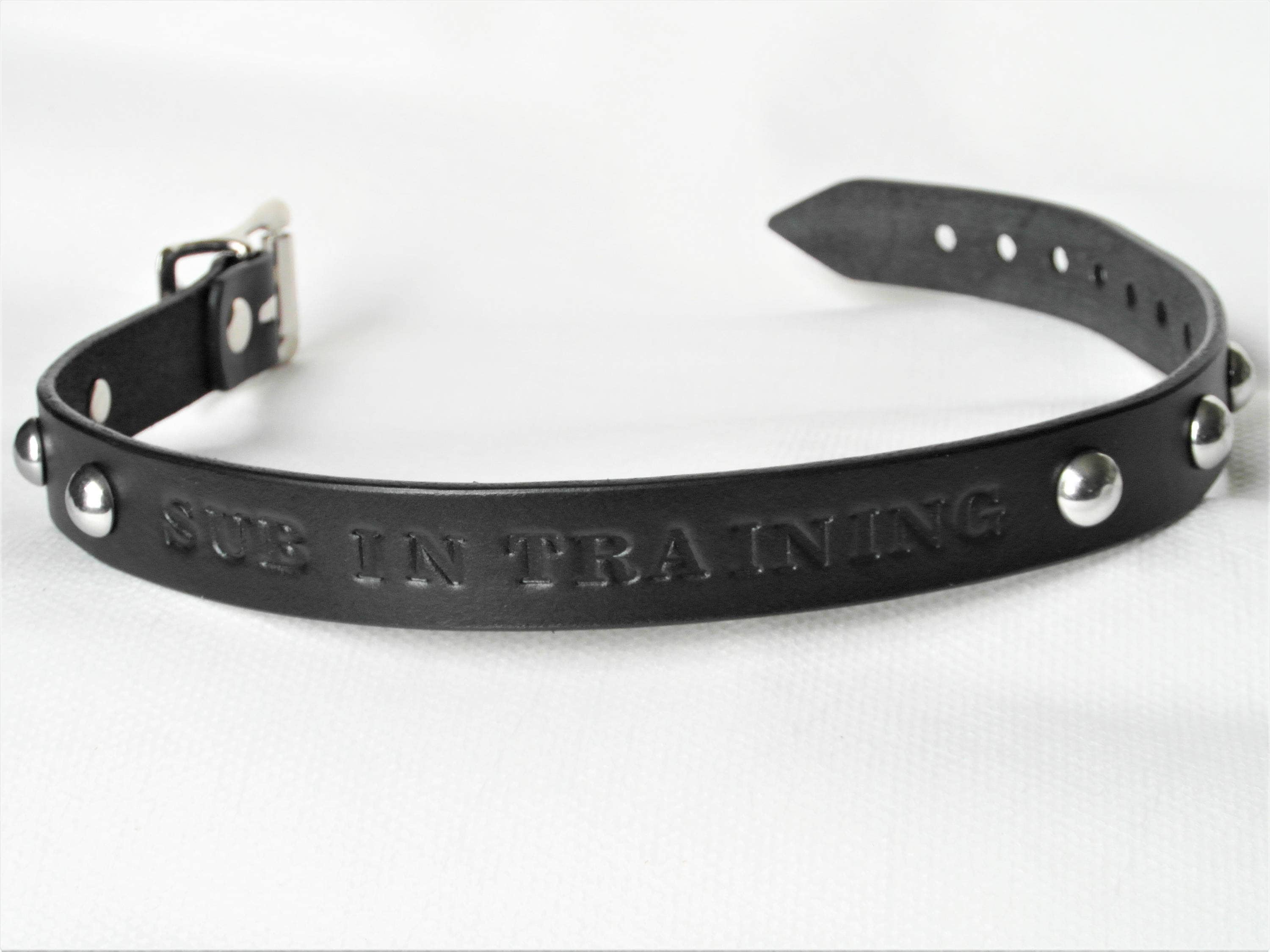 SUBMISSIVE in Training Collar Leather BDSM Collar First Etsy