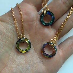 Iridescent Swarovski Crystal Circle Necklace
