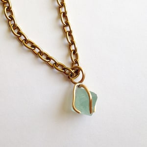 Mint Green Fluorite Octahedron Claw Prong Necklace