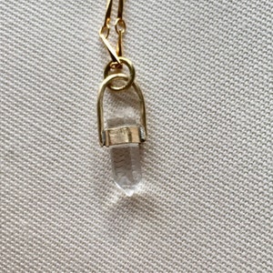 Clear Quartz & Gold Brass Crystal Point Necklace