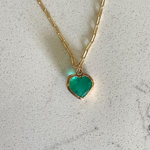 Lab Emerald Green Crystal Point Pendant Necklace