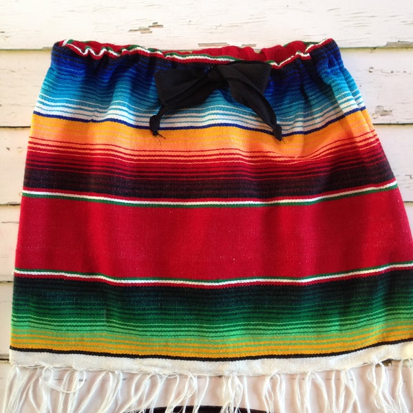 Baja Serape Red Stripe Skirt - Mexican Skirt - Fiesta Skirt - Hand Sewn Skirt - Blanket Skirt - Cowgirl Skirt - Saltillo Skirt
