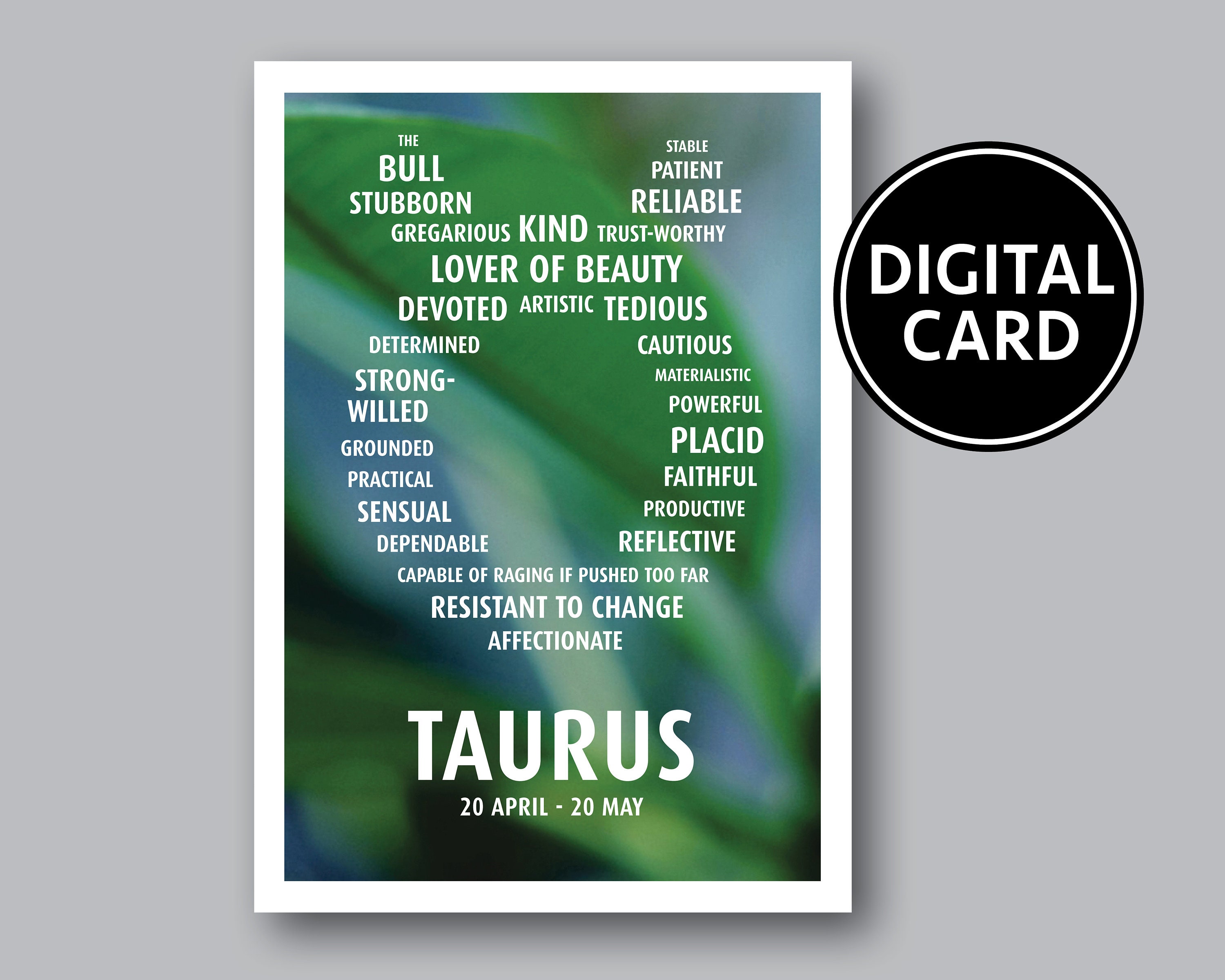 Taurus Digital Card Taurus Birthday Card Digital Download Etsy