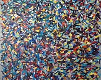 Original Abstract Painting, Colorful Acrylics on Canvas (18x24x2)