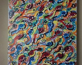 Rusty Skeleton: Abstract Acrylic & Oil Painting, 16x20