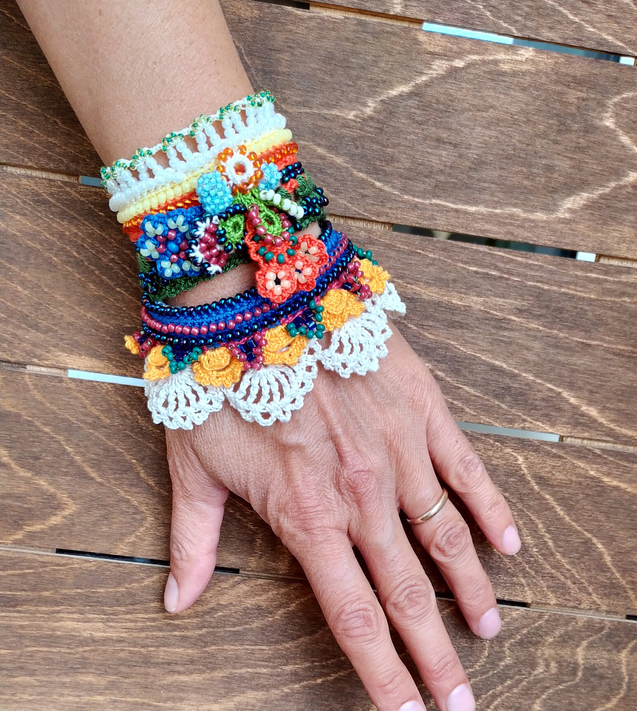 Crochet cuff best sale bracelet
