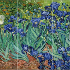 Kitchen-Bathroom-Shower Tile Mural Tile Mural Backsplash, Vincent Vangogh, Lilies 12 x 18 Ceramic