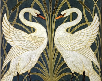 6" X 6" Ceramic Accent Tile Art Noveau White Swans