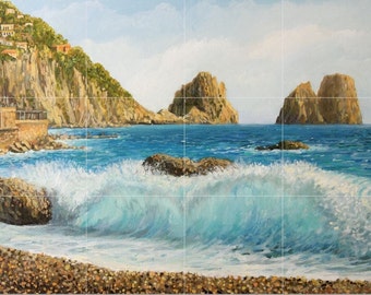 Kitchen-Bathroom-Shower 18 x 24 Ceramic TIle Mural Backsplash Ocean Waves 362