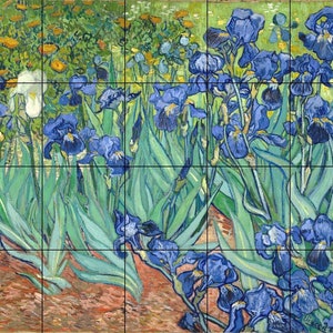 Vincent Vangogh Irises Kitchen-Bathroom-Shower Tile Mural 17 x 21.25 Ceramic Tile Mural Backsplash