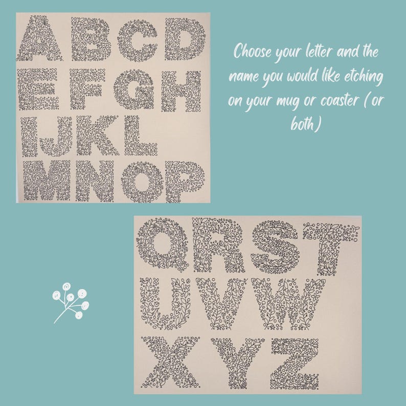 Floral Monogram Mug - Personalised Initial & Name - Matching Coaster ...