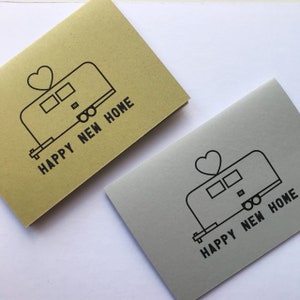 Happy New Home CARAVAN cartão de felicitações em branco com ilustração original