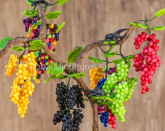 1:6 Scale Dollhouse Miniature Colorful Grape Bunch - Diorama Garden Decor