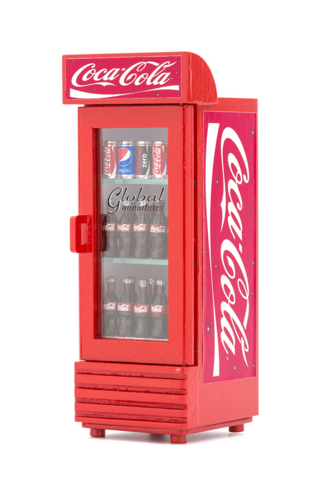 Dollhouse Miniatures Coca Cola Single Door Beverage Cooler Fridge