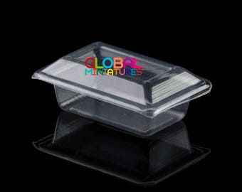Miniatur Kunststoffbox Lebensmittelbox mit Deckel, Maßstab 1:12, Puppenhaus Küche Aufbewahrung, zu öffnende Behälter Prop