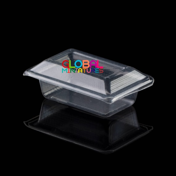 Miniature Clear Plastic Food Box with Lid, 1:12 Scale, Dollhouse Kitchen Storage, Openable Container Prop
