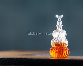 Miniature Scotch Whiskey Bottle | 1:12 Scale Dollhouse Prop with Clear Curved Glass & Removable Faceted Cap – Bar Display Accessory