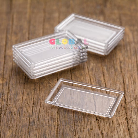 Set of 10 Rectangle Plastic Box Dollhouse Miniatures Removable lid Food Bakery