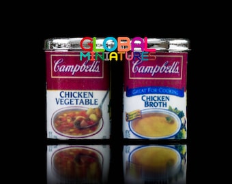 Dollhouse Miniatures Campbells Chicken Can Soup Food Cooking Decorating Supply - 1:12 Scale