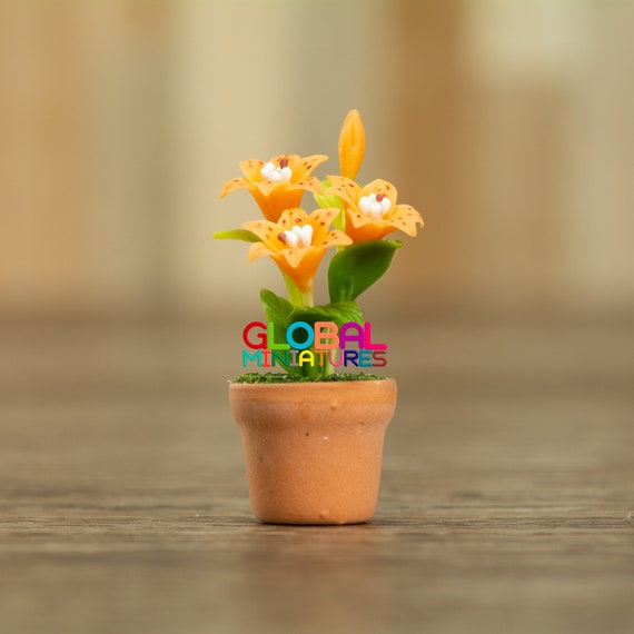 Sky Blue Iris Plant Dollhouse Miniature Flower Handmade Clay Garden Accessory