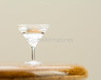 Dolls House Miniature Handmade Clear Martini Glass 