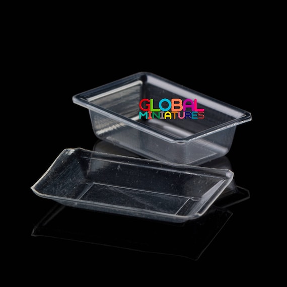 Set of 10 Rectangle Plastic Box Dollhouse Miniatures Removable lid Food Bakery