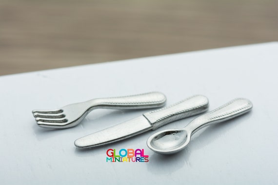 Mini Silverware Kitchen Metal Cooking Tool Fork Spoon 1:12 Dollhouse Tableware