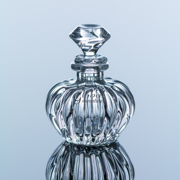 Dollhouse Miniatures Pumpkin-Shaped Round Glass Perfume Bottle with Removable Diamond-Shaped Cap [PB5]