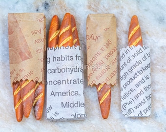 1:12 Scale Dollhouse Miniatures – Realistic Paper Bags (Bakery/Grocery Style)