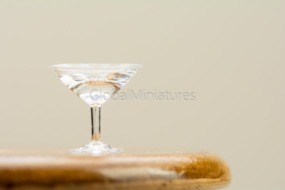 Dollhouse Miniatures Crystal Clear Glassware Martini Glass