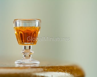 Dollhouse Miniatures Clear Plastic Corrugated Goblet Glass of Scotch Whisky Alcoholic Drinks Bar Party Decoration