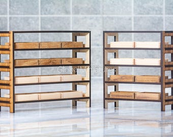 1:12 Scale Dollhouse Miniature Wooden Bakery Counter with Crates - Unassembled Display Shelf