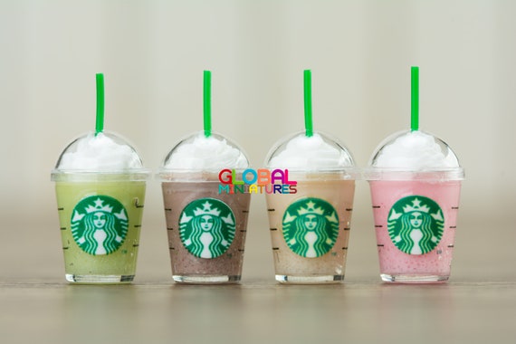 10 PCS Dollhouse miniatures empty Starbucks Clear Plastic Glass with Cap