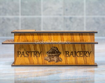 Left-Handed L-Shape DIY Bakery Counter Kit 1:12, Miniature Pastry Shop, Wooden Dollhouse Furniture