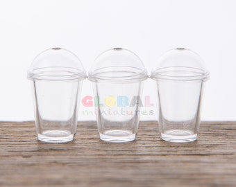 Dollhouse Miniatures Clear Plastic Coffee Glass with Dome Cap (Removable)