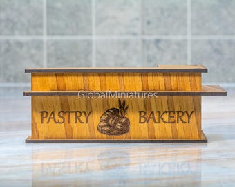 Right-Handed L-Shape DIY Bakery Counter Kit 1:12, Miniature Pastry Shop, Wooden Dollhouse Furniture