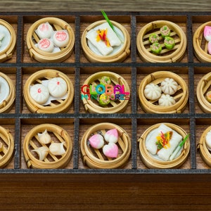 ドールハウスミニチュアコレクション 竹蒸し器に盛られた様々な中華料理点心（バリエーションリスト）