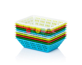 Dollhouse Miniatures Colorful Lattice Plastic Wide-Mouthed Basket