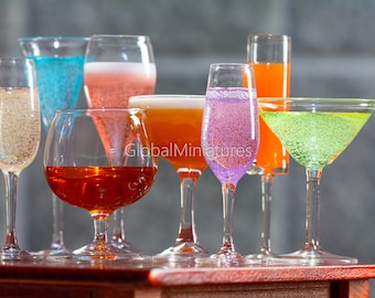 Miniature Champagne Flute, Dollhouse Party Drinks, 1:6 Scale Celebration Prop, Realistic Fake Alcohol