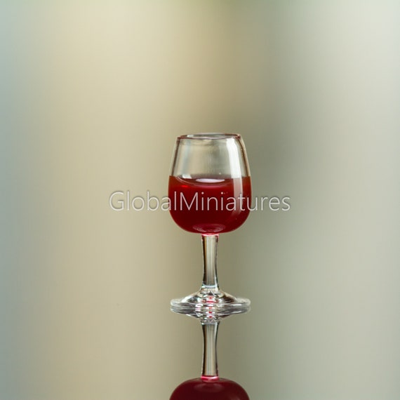 Dollhouse Miniatures Clear Plastic Standard Red Wine Glass 1:12 Scale