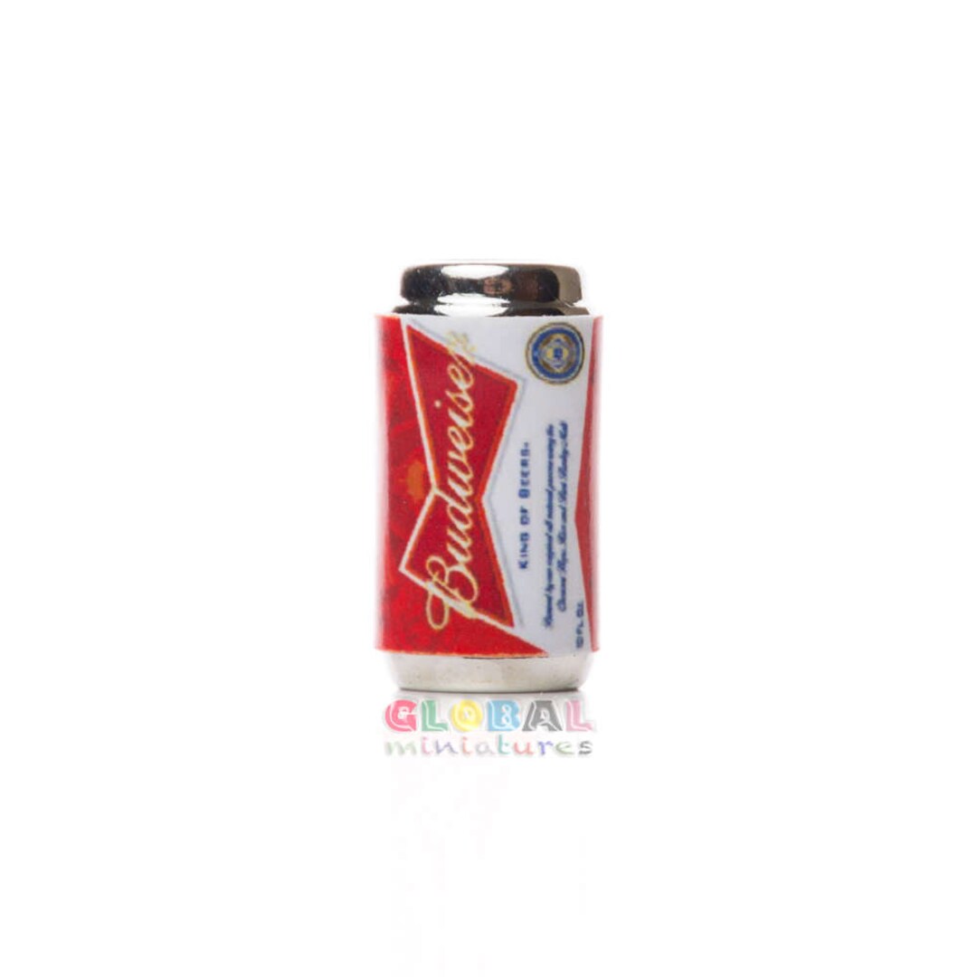 Mini Budweiser Beer Can Collectibles - Tiny Red & Silver Replicas For Dollhouses & Miniature Displays (1:12 Scale)