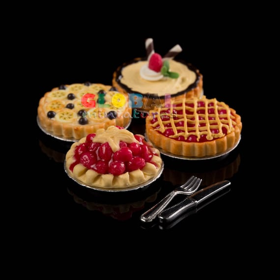 Dome Bakery Cover /& Stand Collection of Fruit Tart Dollhouse Miniatures