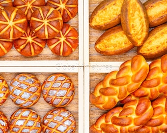 Miniature Bread Set – 1:6 Scale Dollhouse Bakery Food Props