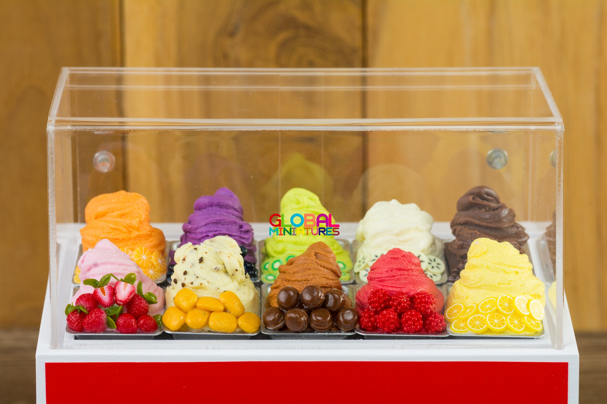 10 Tray of Mix Fruit Gelato Ice Cream Dollhouse Miniatures Food Deco Display 