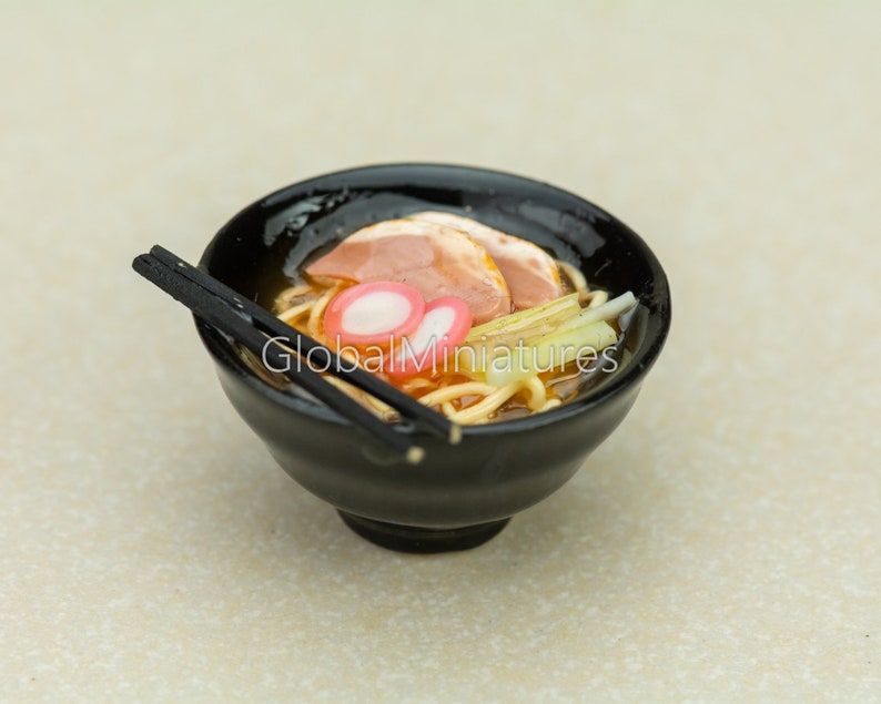 Set of 4 Bowl of Ramen Noodles Dollhouse Miniatures Japan Food Supply Deco 4