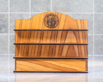 Miniature Teak Bakery Shelf, 1:12 Scale, Dollhouse Pastry Display Stand, Wooden Furniture for Diorama or Roombox