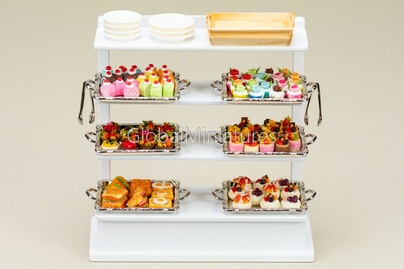 Dollhouse Miniatures Bakery Shelf of Metal Silver Serving Tray Etsy