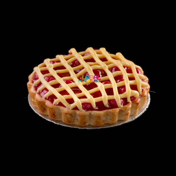Dollhouse Miniatures Sugar Icing Blueberry Deep Filled Pie on Dish 1:12