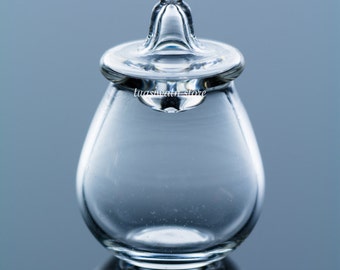 Dollhouse Miniatures Drop-Shaped Glass Cookies Jar with Removable Lid