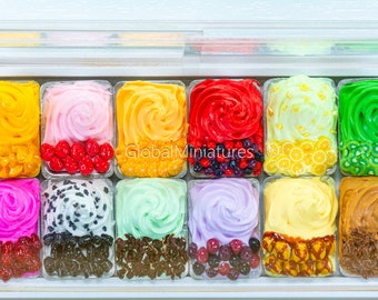 1:6 Scale Dollhouse Miniature Ice Cream Tubs - Choose Your Flavor or Complete Set